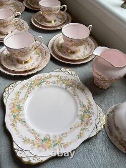 Tuscan Fine English Bone China Pink Floral Flower Trace gold edge Tea Set