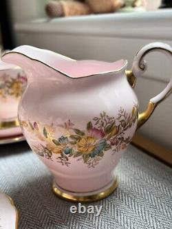 Tuscan Fine English Bone China Pink Floral Flower Trace gold edge Tea Set