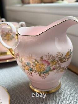 Tuscan Fine English Bone China Pink Floral Flower Trace gold edge Tea Set
