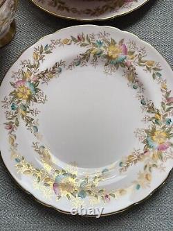 Tuscan Fine English Bone China Pink Floral Flower Trace gold edge Tea Set