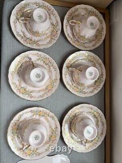 Tuscan Fine English Bone China Pink Floral Flower Trace gold edge Tea Set