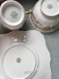 Tuscan Fine English Bone China Pink Floral Flower Trace gold edge Tea Set