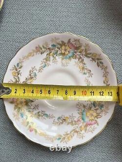 Tuscan Fine English Bone China Pink Floral Flower Trace gold edge Tea Set
