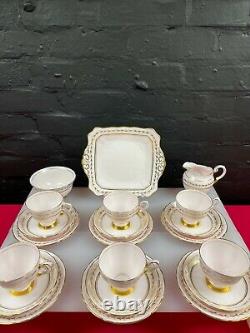 Tuscan Pink Gold Tea 21 Piece Tea Set Cups Saucer Plates Cake Jug and Sugar Set