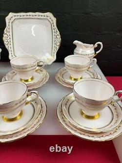 Tuscan Pink Gold Tea 21 Piece Tea Set Cups Saucer Plates Cake Jug and Sugar Set