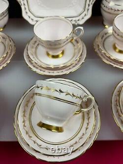 Tuscan Pink Gold Tea 21 Piece Tea Set Cups Saucer Plates Cake Jug and Sugar Set