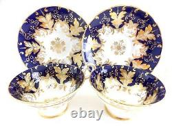Two Grosvenor English China Cups And Saucers Cobalt Blue & Gold Yellow Gorgeous