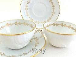 Two Richard Ginori Firenze Porcelain Cups And Saucers Two Sets White And Gold