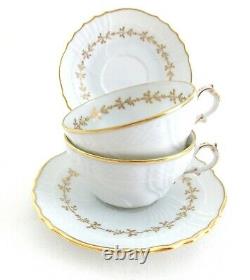 Two Richard Ginori Firenze Porcelain Cups And Saucers Two Sets White And Gold