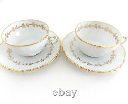 Two Richard Ginori Firenze Porcelain Cups And Saucers Two Sets White And Gold