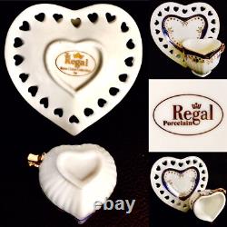 Two Vintage Sets of English Regal Pottery Gold Gilded Miniature Cups & Saucers