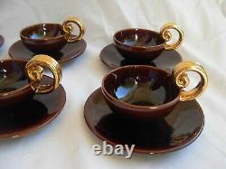 VALLAURIS, GIRAUD, FRENCH MODERNIST COFFEE CUPS AND SAUCERS, SET OF SIX, 1950sYEARS