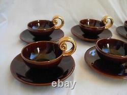 VALLAURIS, GIRAUD, FRENCH MODERNIST COFFEE CUPS AND SAUCERS, SET OF SIX, 1950sYEARS