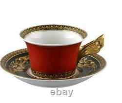 VERSACE BY ROSENTHAL, GERMANY MEDUSA RED Tea Cup & Saucer, Superb