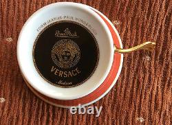 VERSACE BY ROSENTHAL, GERMANY MEDUSA RED Tea Cup & Saucer, Superb