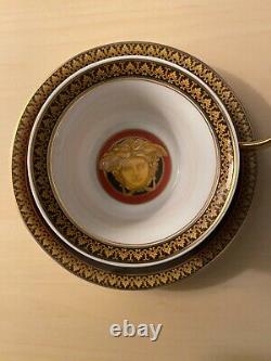 VERSACE BY ROSENTHAL, GERMANY MEDUSA RED Tea Cup & Saucer, Superb