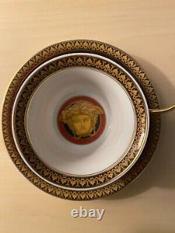 VERSACE BY ROSENTHAL, GERMANY MEDUSA RED Tea Cup & Saucer, Superb