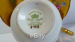 VERY RARE 1940's RADFORDS ALL GOLD GILDED ROSE/TULIP BOUQUET FLORAL CUP & SAUCER