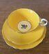 Very Rare Vintage Aynsley Yellow & Gold 2993 Tea Cups, Saucers And Side Plates