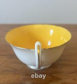 VERY RARE Vintage Aynsley Yellow & Gold 2993 Tea Cups, Saucers and Side Plates