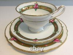 VINTAGE Bone China TEA CUP & SAUCER TRIO Tea Set FLORAL ROSE HARLEQUIN Matching
