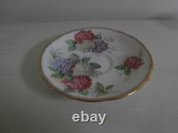 VINTAGE ROYAL STAFFORD CAROUSEL HYDRANGEAS FLORAL SET OF 4x TEA CUPS AND SAUCERS