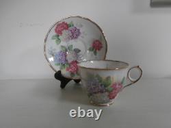 VINTAGE ROYAL STAFFORD CAROUSEL HYDRANGEAS FLORAL SET OF 4x TEA CUPS AND SAUCERS