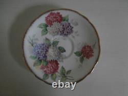 VINTAGE ROYAL STAFFORD CAROUSEL HYDRANGEAS FLORAL SET OF 4x TEA CUPS AND SAUCERS