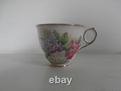VINTAGE ROYAL STAFFORD CAROUSEL HYDRANGEAS FLORAL SET OF 4x TEA CUPS AND SAUCERS