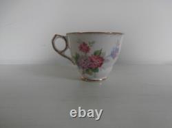 VINTAGE ROYAL STAFFORD CAROUSEL HYDRANGEAS FLORAL SET OF 4x TEA CUPS AND SAUCERS