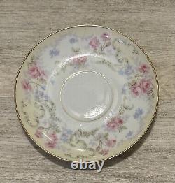 VNTG D&C Bernardaud LIMOGES FRANCE Higgins & Seiter 6 TEA CUPS SAUCERS GOLD TRIM