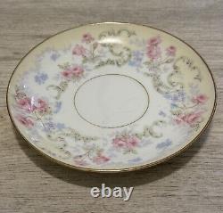 VNTG D&C Bernardaud LIMOGES FRANCE Higgins & Seiter 6 TEA CUPS SAUCERS GOLD TRIM