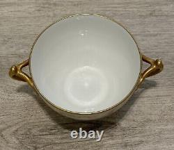 VNTG D&C Bernardaud LIMOGES FRANCE Higgins & Seiter 6 TEA CUPS SAUCERS GOLD TRIM