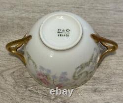 VNTG D&C Bernardaud LIMOGES FRANCE Higgins & Seiter 6 TEA CUPS SAUCERS GOLD TRIM