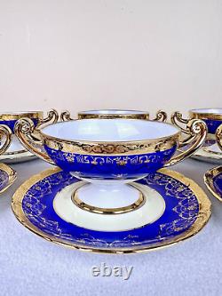 VTG Czech Bohemia China 24K Gold Detail 8 Tea Cups & Saucers Victoria Empire