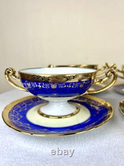 VTG Czech Bohemia China 24K Gold Detail 8 Tea Cups & Saucers Victoria Empire