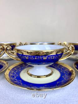 VTG Czech Bohemia China 24K Gold Detail 8 Tea Cups & Saucers Victoria Empire