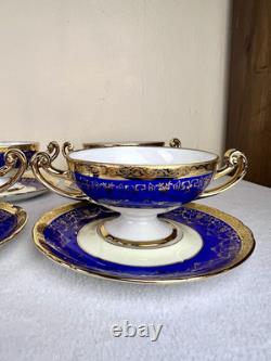 VTG Czech Bohemia China 24K Gold Detail 8 Tea Cups & Saucers Victoria Empire