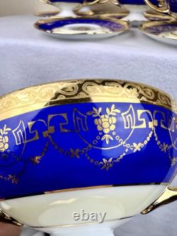 VTG Czech Bohemia China 24K Gold Detail 8 Tea Cups & Saucers Victoria Empire