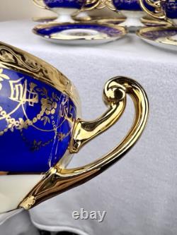 VTG Czech Bohemia China 24K Gold Detail 8 Tea Cups & Saucers Victoria Empire