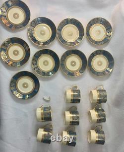 VTG Johnson Brothers England Demitasse Coffee Cups & Saucers Blue & Gold Tea