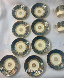 VTG Johnson Brothers England Demitasse Coffee Cups & Saucers Blue & Gold Tea