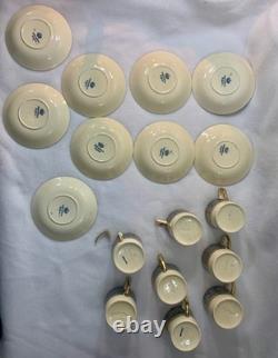 VTG Johnson Brothers England Demitasse Coffee Cups & Saucers Blue & Gold Tea