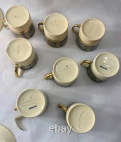 VTG Johnson Brothers England Demitasse Coffee Cups & Saucers Blue & Gold Tea