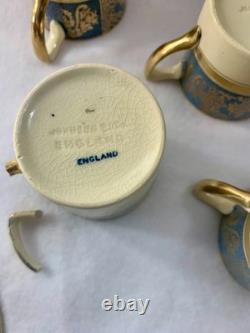 VTG Johnson Brothers England Demitasse Coffee Cups & Saucers Blue & Gold Tea