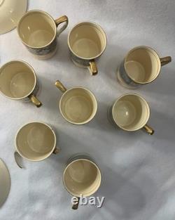 VTG Johnson Brothers England Demitasse Coffee Cups & Saucers Blue & Gold Tea