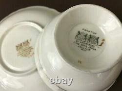 VTG Paragon by Appointment Pansies w Pink Band Footed Tea Cup Saucer Gold Trim