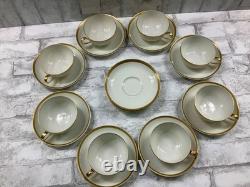 VTG. Theodore Haviland Limoges Tea Cups & Saucers 19pc Set White & Gold France