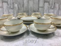 VTG. Theodore Haviland Limoges Tea Cups & Saucers 19pc Set White & Gold France