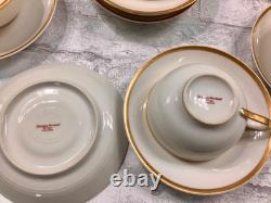 VTG. Theodore Haviland Limoges Tea Cups & Saucers 19pc Set White & Gold France